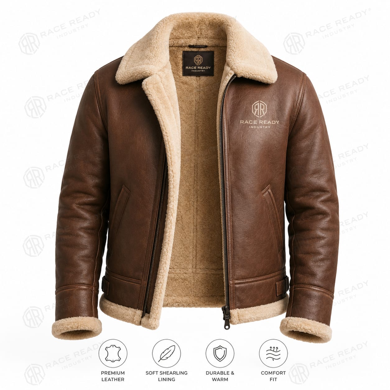 Premium Brown Shearling Leather Jacket – Ultimate Winter Luxury, Warmth & Timeless Style