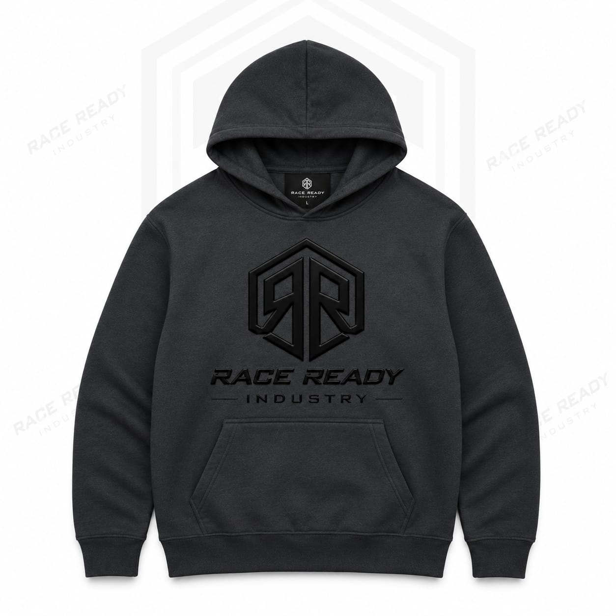 Premium Black Pullover Hoodie with Embossed Logo | Custom Streetwear Hoodie