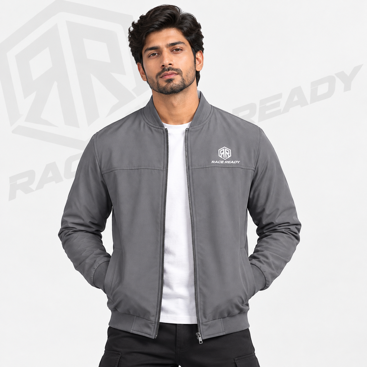 Custom Grey Bomber Jacket for Men