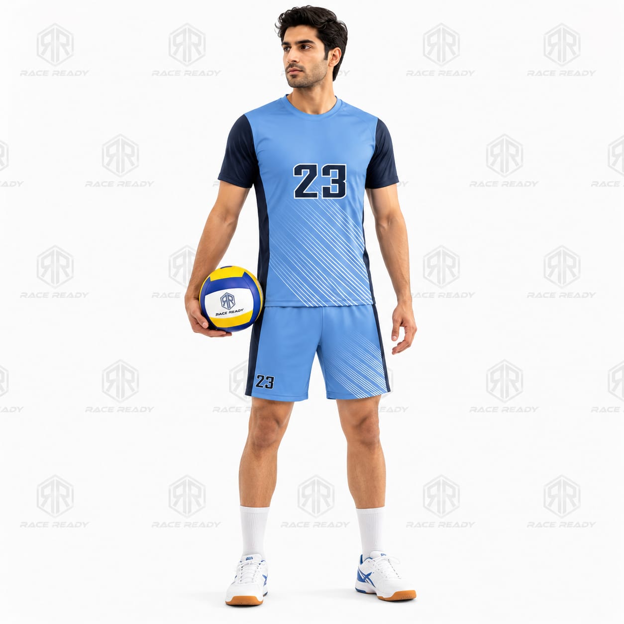 Custom soccer team uniform front and back manufactured by Race Ready Industry