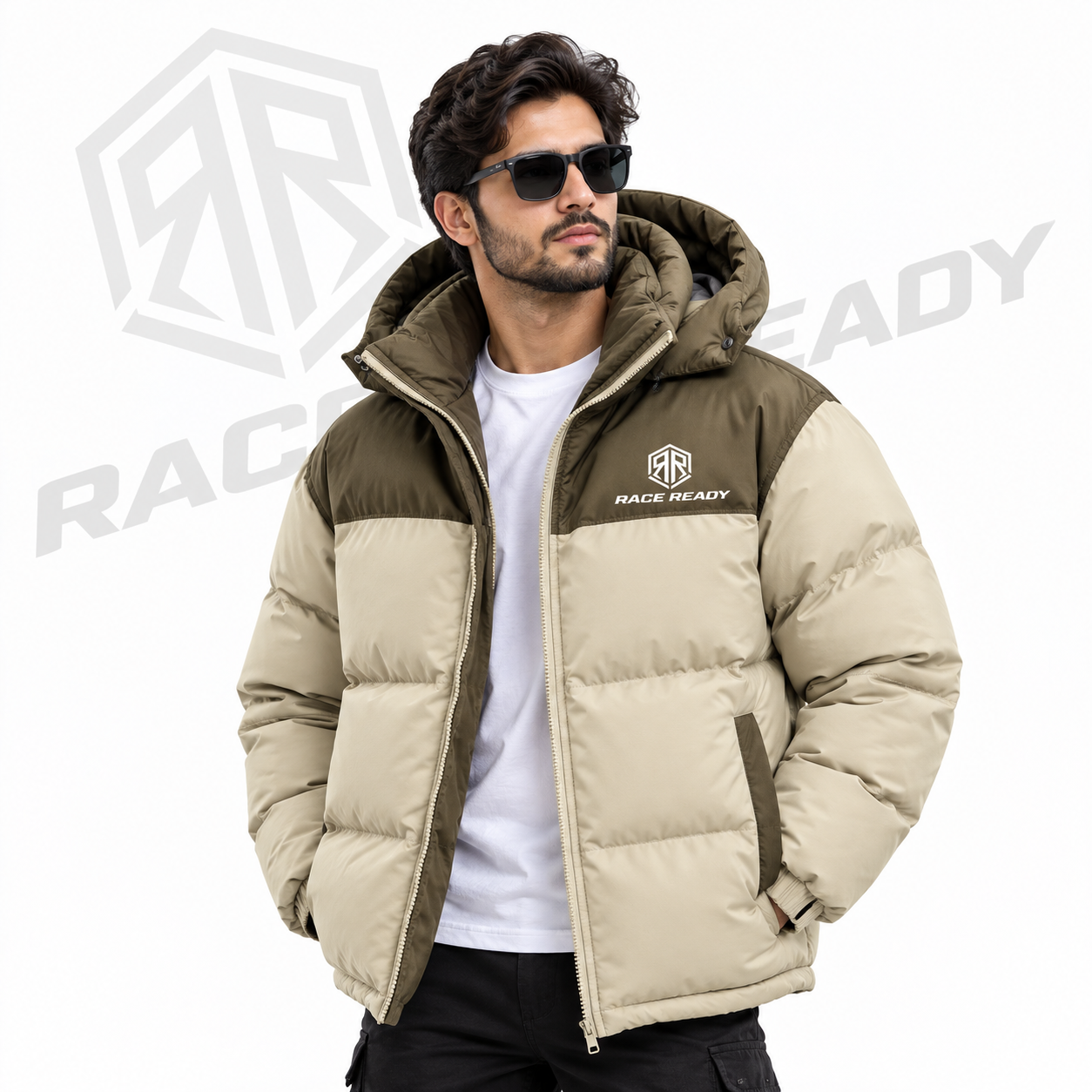 Custom Color Block Hooded Puffer Jacket for Men